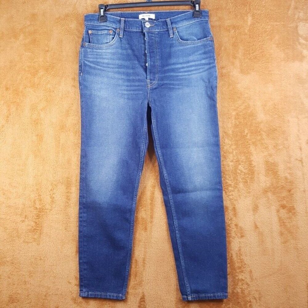 RE/DONE Womens Jeans Size 31 Medium Wash Straight 90s High Rise Ankle Crop $285